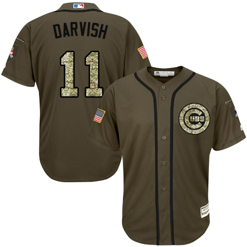 Cubs #11 Yu Darvish Green Salute to Service Stitched MLB Jersey